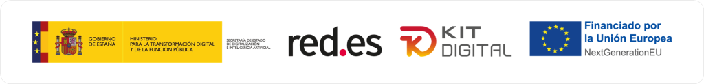 Logos de financiación: Gobierno de España, red.es, Kit Digital y Financiado por la Unión Europea NextGenerationEU